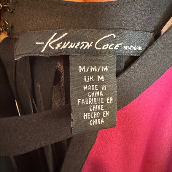 Kenneth Cole Pleated Halter Top/Tunic Size Medium - Fuchsia and Black - Picture 4 of 6